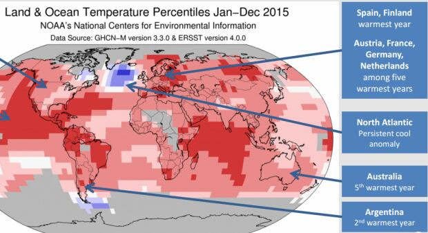 temperatures around the globe map from NASA/NOAA