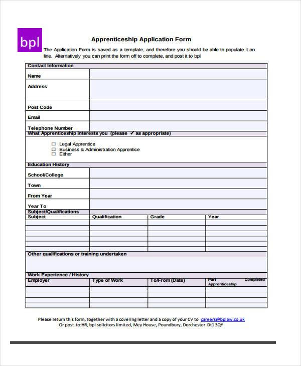 Application Forms Example