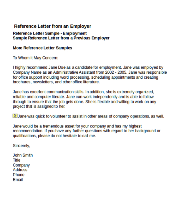 4+ Job Reference Letter Templates | Free Word & PDF