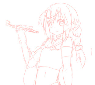 ペン入れレイヤーを使って描いてみる Saiイラストメイキング