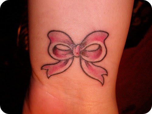 bow tattoo. Pink ow tattoo