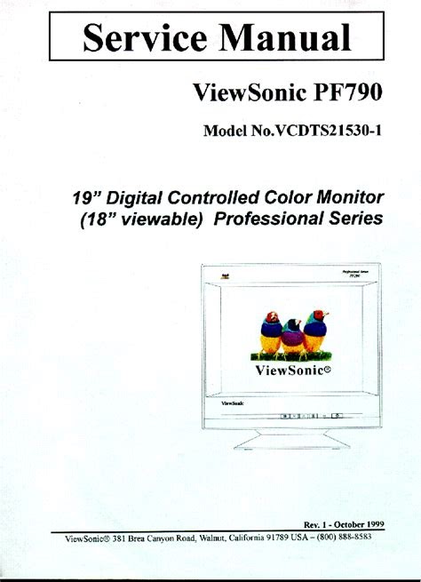 PDF Service Manual Viewsonic Pf790 Vcdts21530 1 Monitor