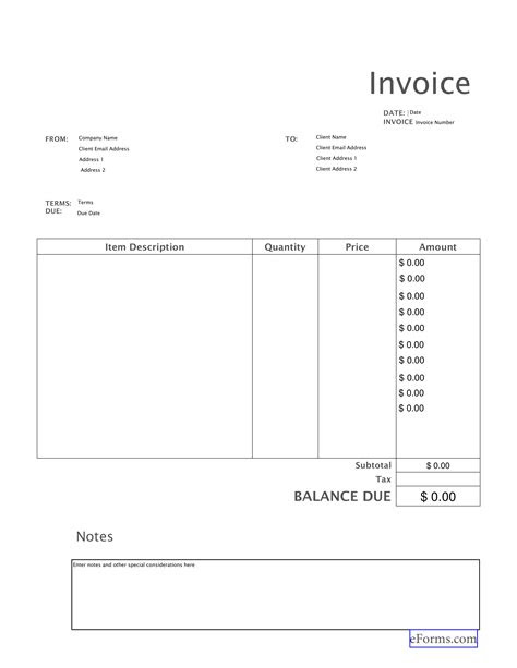 Free Blank Invoice Templates - PDF | eForms – Free