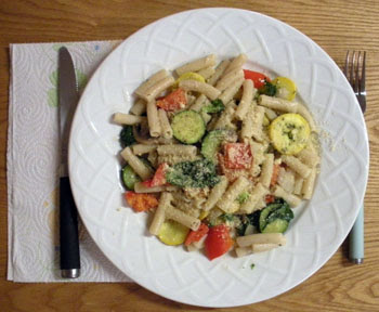 summer veg pasta with lemon and parmesan