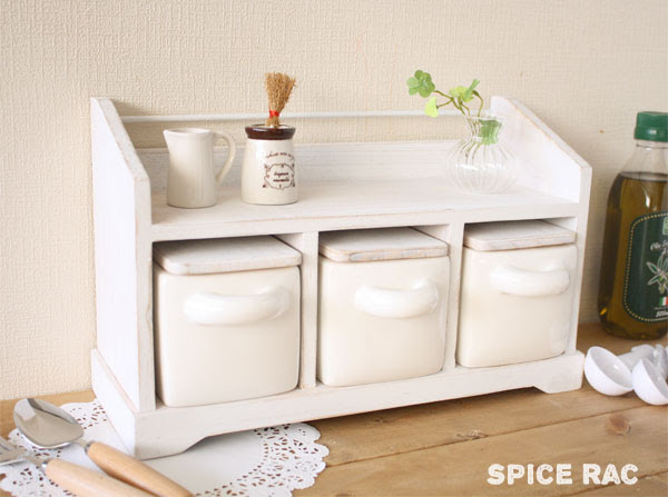 木製 陶器スパイスラック3 オシャレかわいい雑貨のお店 Acorn Style