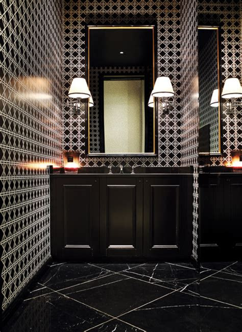 Use color to pump up or zen out your home gym or fitness room. Black Marble Floors and Intense Geometric Walls