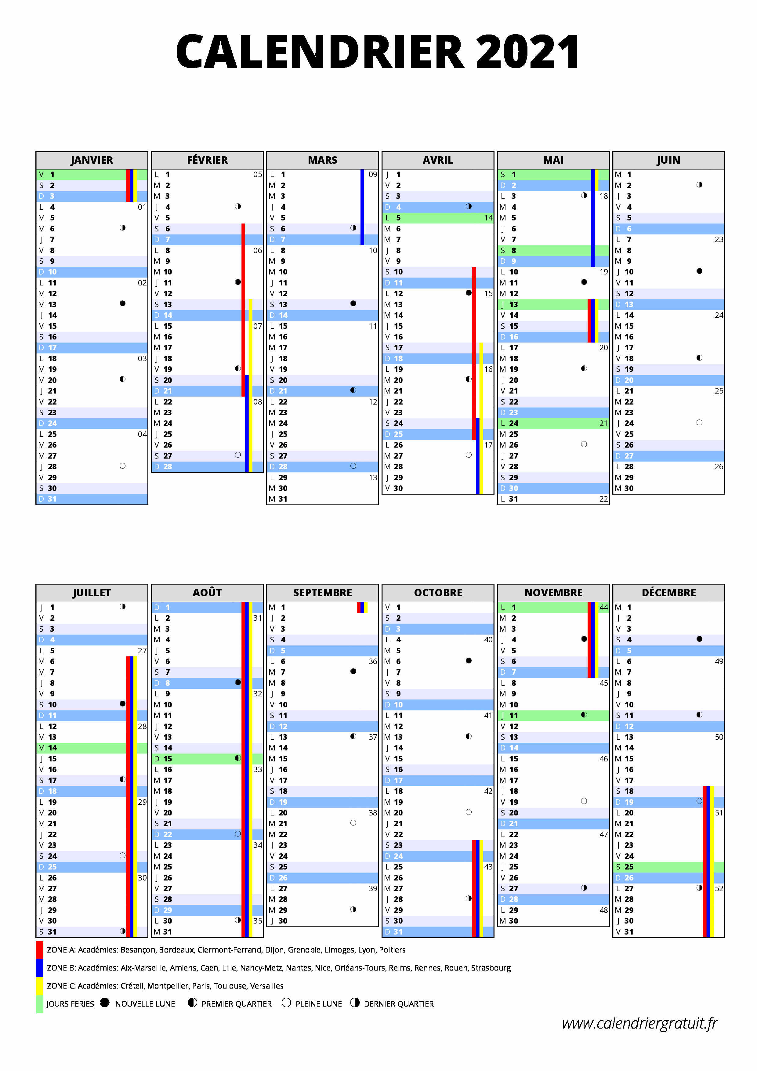 Calendrier 2021