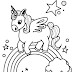 little unicorn and rainbow coloring page free printable - cute unicorn walking on rainbow coloring page bubakidscom