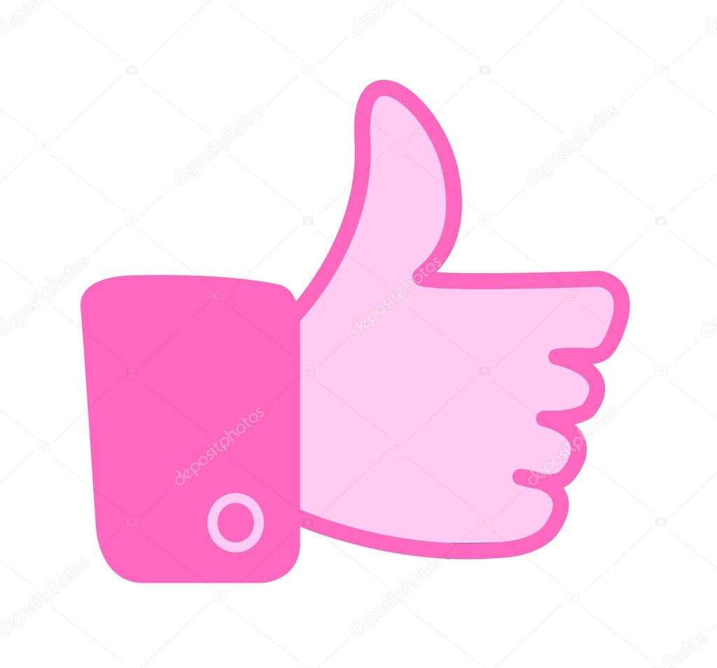Color de rosa como pulgares arriba botón — Vector de stock 