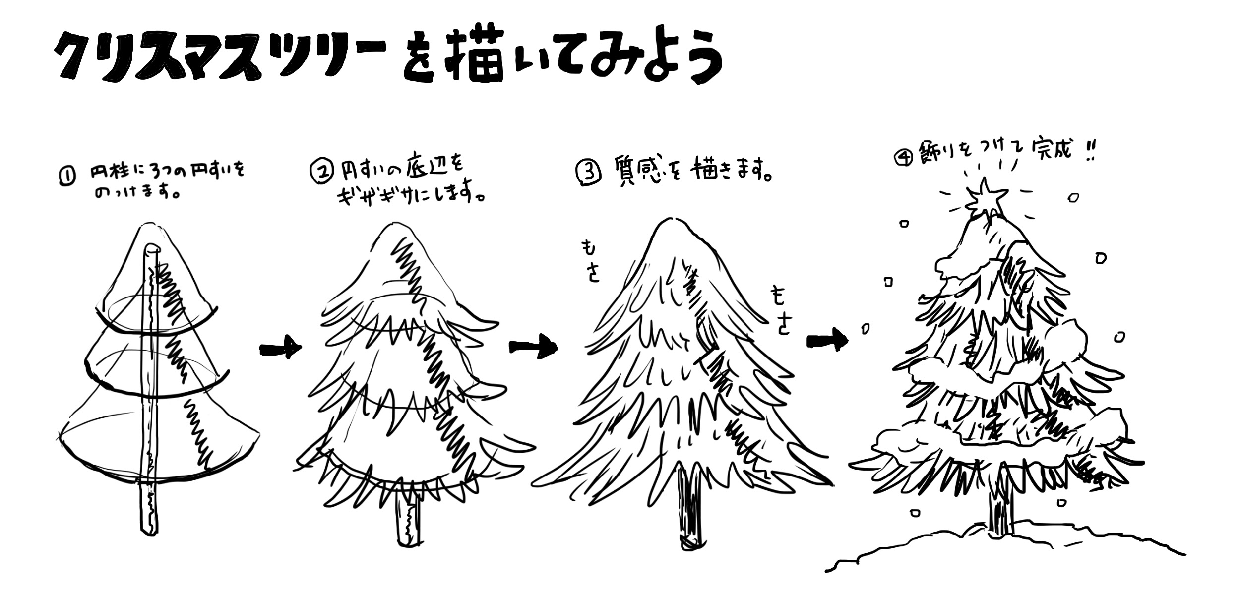 クリスマスツリーを描いてみよう Ochabi Artgym 美術学校が作ったアートのジム