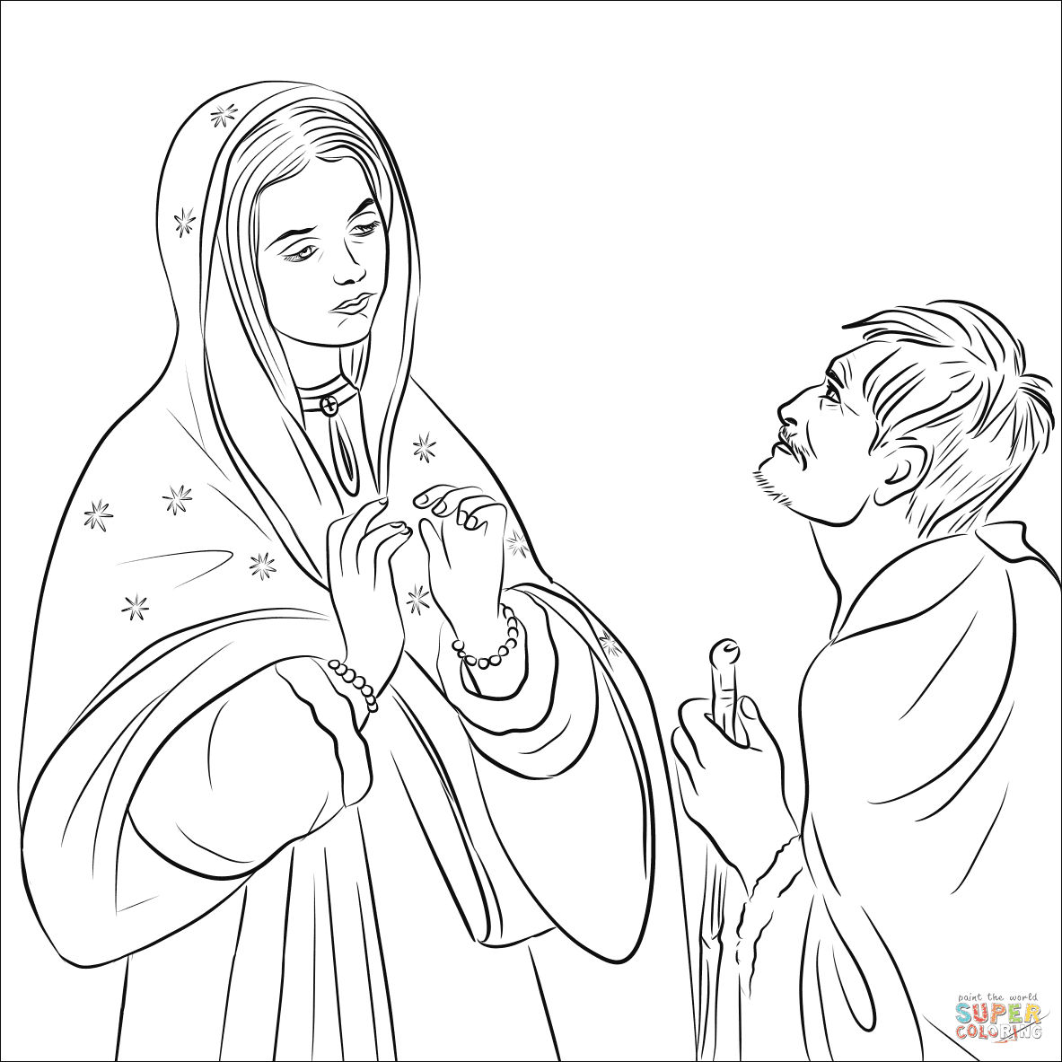Dibujo de La virgen María y Juan Diego para colorear | Dibujos para  colorear imprimir gratis