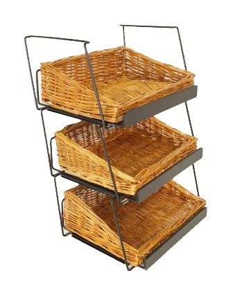 Mobile Merchandisers CRST1306/3B3 Tier 3 Rectangular Willow Basket
Counter Display Rack