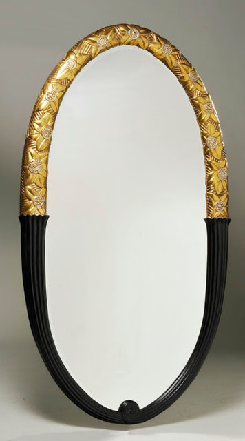ILIAD Design - An Art Deco style gilt and ebonized oval mirror ...