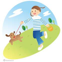 犬のお散歩イラスト素材追加しました イラストレーターとまこのひとりごと