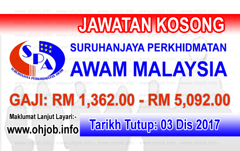 Jawatan Kerja Kosong SPA - Suruhanjaya Perkhidmatan Awam logo www.ohjob.info disember 2017