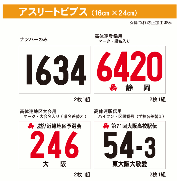 陸上競技ゼッケン かっこいいアスリートビブス 旧名 ナンバーカード あります 株式会社静文