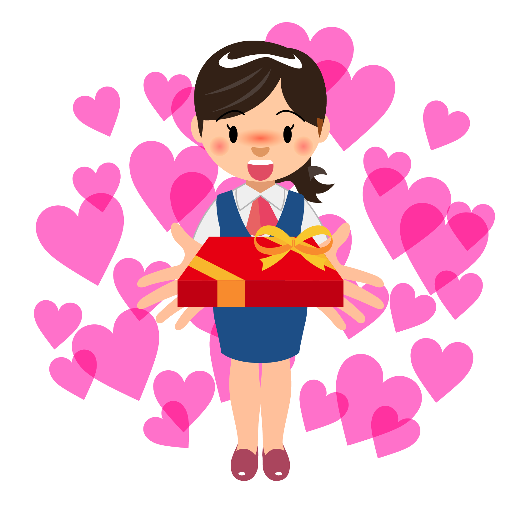 商用フリー 無料イラスト 2月 バレンタイン 女性ol ハート Chocolate Valentine052 商用ok フリー素材集 ナイスな イラスト