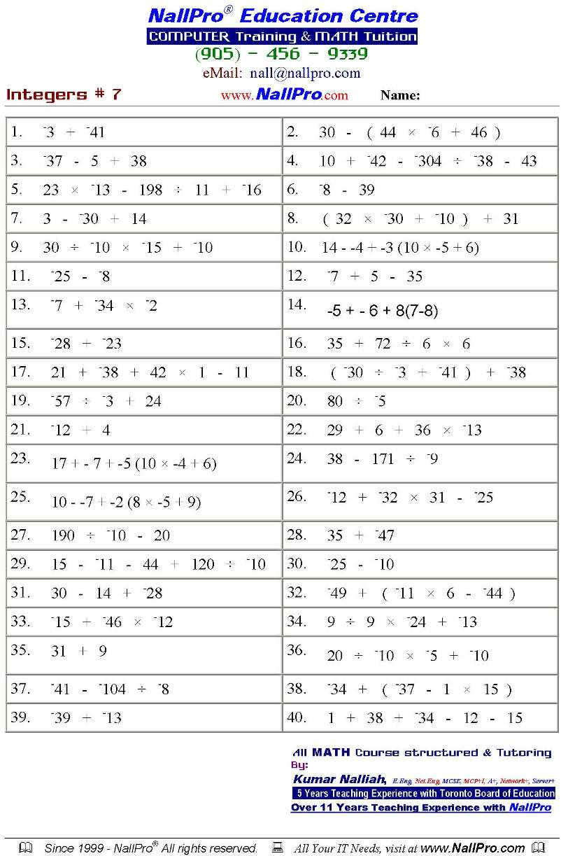 Grade 6, 7 & 8 Mathematics
