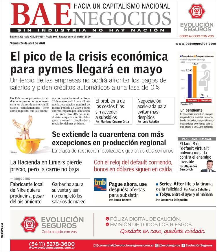Portada de Buenos Aires Económico (Argentina)