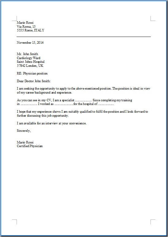 modello lettera di presentazione in inglese