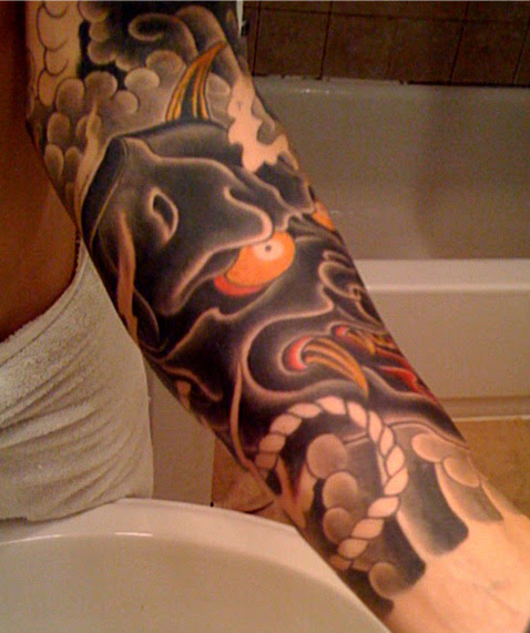 fuckyeahtattoos: Japanese Hanya Mask tattoo By Martin Lacasse: Olde City 
