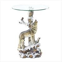 Wolf Glass Top End Table
