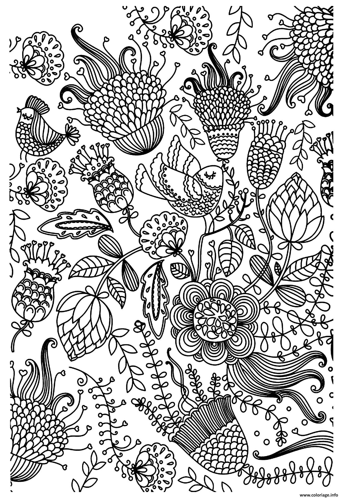 Dessin antistress oiseaux Coloriage Gratuit   Imprimer