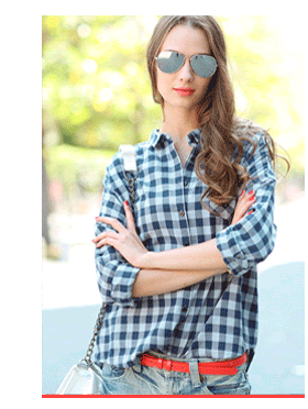light blue plaid shirt women