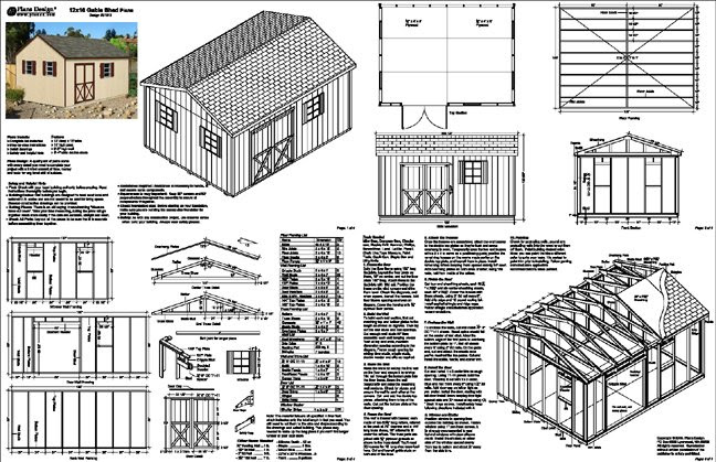 ... ' Backyard Garden Gable Garden Storage Shed Plans Design E1216 | eBay