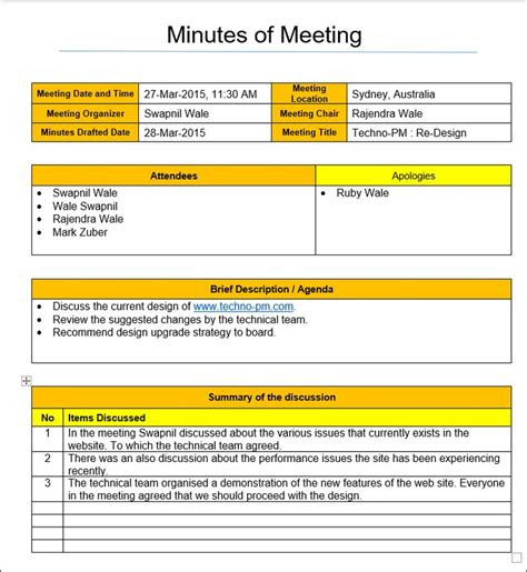  mom format template 4 types download mom template project