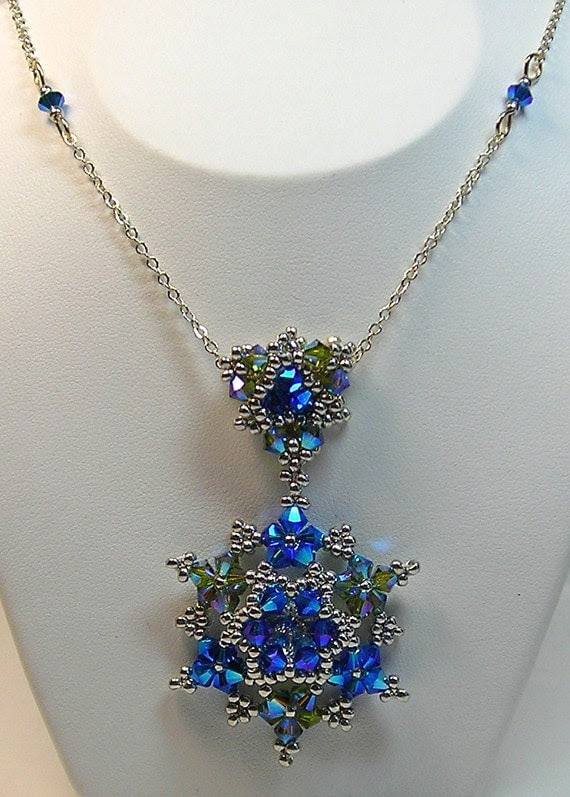 Crystal Stitching Book Project Night Blossom Pendant BEADS only kit.