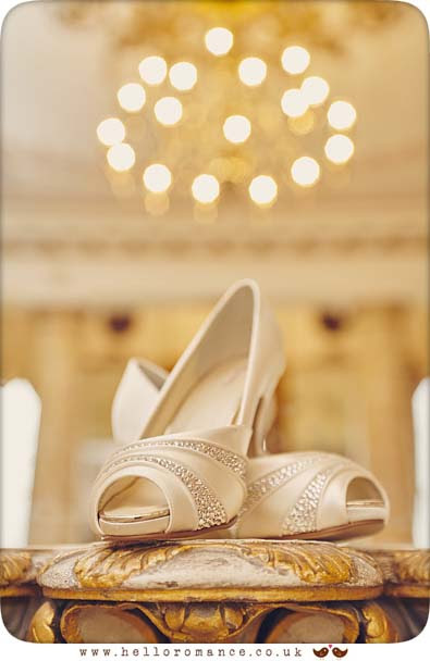 Bridal shoes at Gosfield Hall, Essex - www.helloromance.co.uk