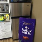 Chocolate delivered to work. Fridge for scale.