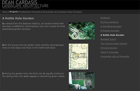 Dean Cardasis Landscape Architect. Portfolio site design & development with 