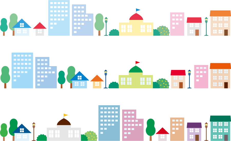 フリーイラスト 建物が並んだ街並みのラインでアハ体験 Gahag 著作権フリー写真 イラスト素材集