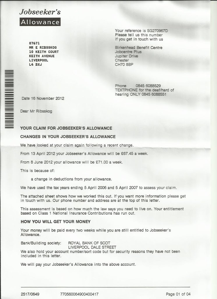 jobcentre november 1