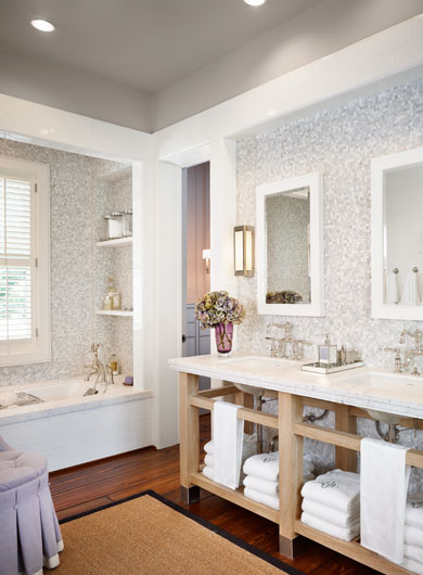 Gray Mosaic Tiles - Transitional - bathroom - Dillon Kyle Architecture