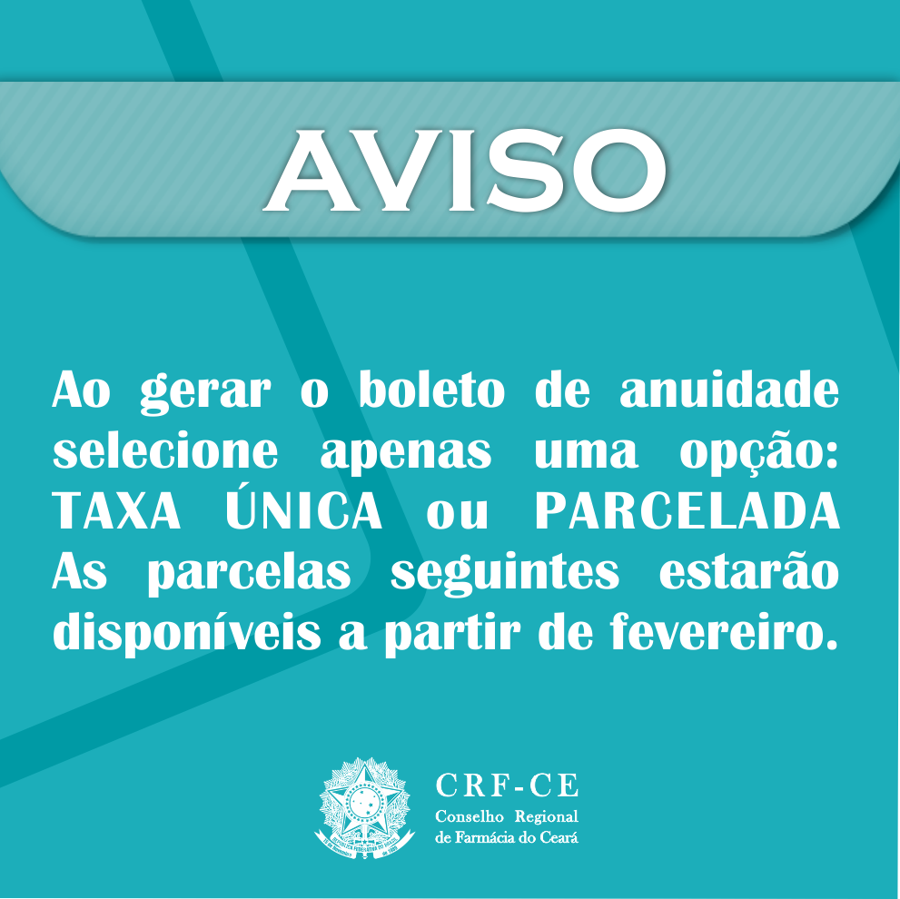 Informe: Boleto de Anuidade – CRF-CE