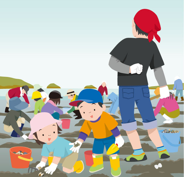 イラストレーター絵仕事 界屋 さかいや イラスト制作ブログ 潮干狩り