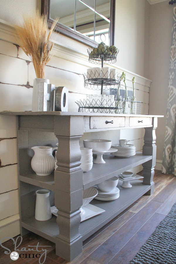 DIY Turned Leg Buffet Table