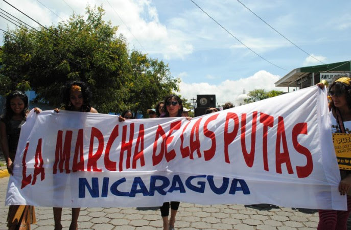 Manta de la Marcha de las putas en Nicaragua