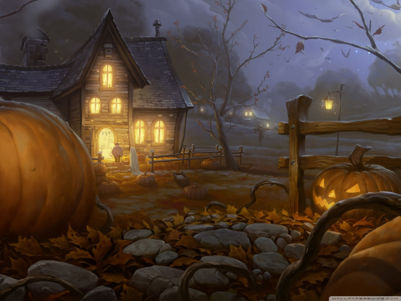 Trick or treating Halloween Autumn Fall Ultra HD Desktop Background