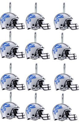 Detroit Lions NFL Football Team Set of 12 Bathroom Shower Curtain Hooks