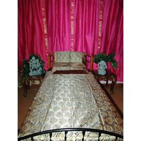 Bedding Set Silk Bed Cover Indian Bedspread for Bedroom-3pc Set Twin