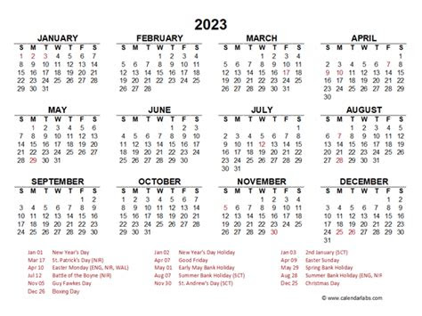  2023 calendar with holidays uk get calendar 2023 update