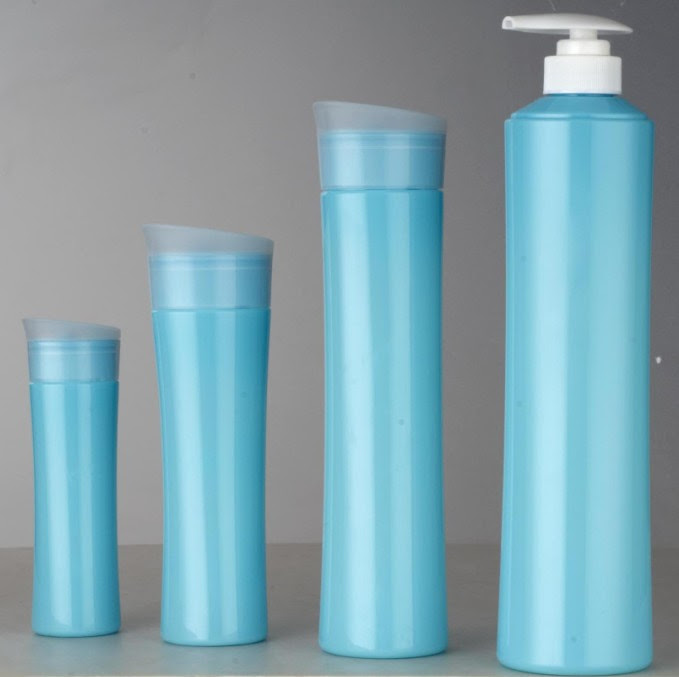Plastic shampoo bottles