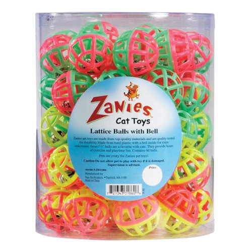 See Zanies Plastic Lattice Balls Cat Toy Canister, 50-Pack