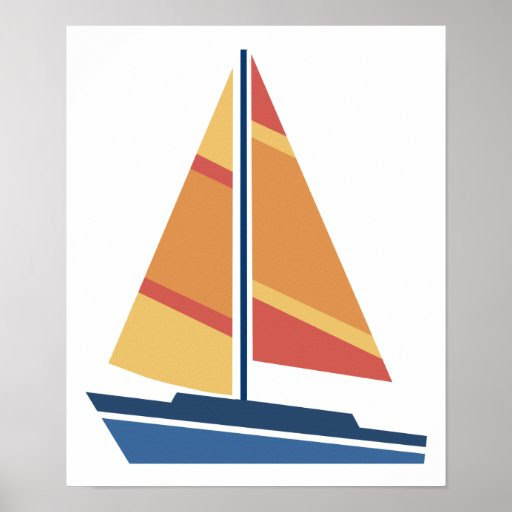 Simple Graphic Sailboat Print | Zazzle