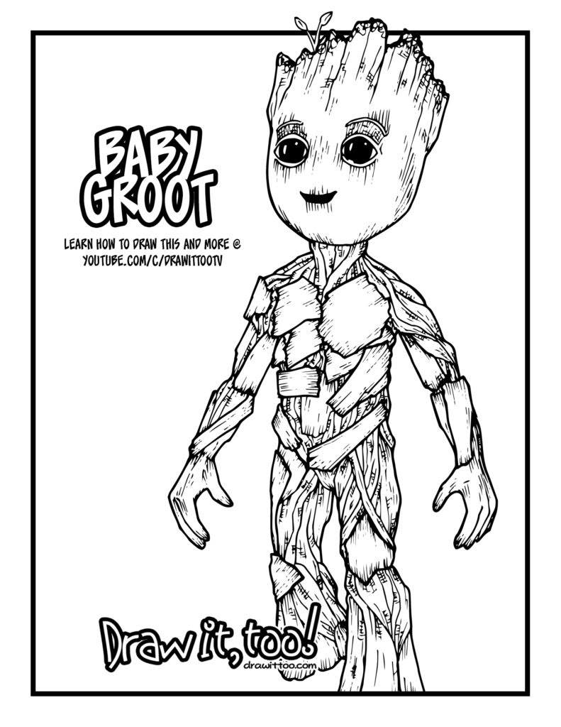 Baby Groot Guardians Of The Galaxy Vol 2 Drawing Tutorial Draw It Too