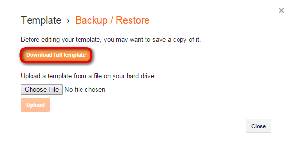 Blogger, Template, Edit, Backup